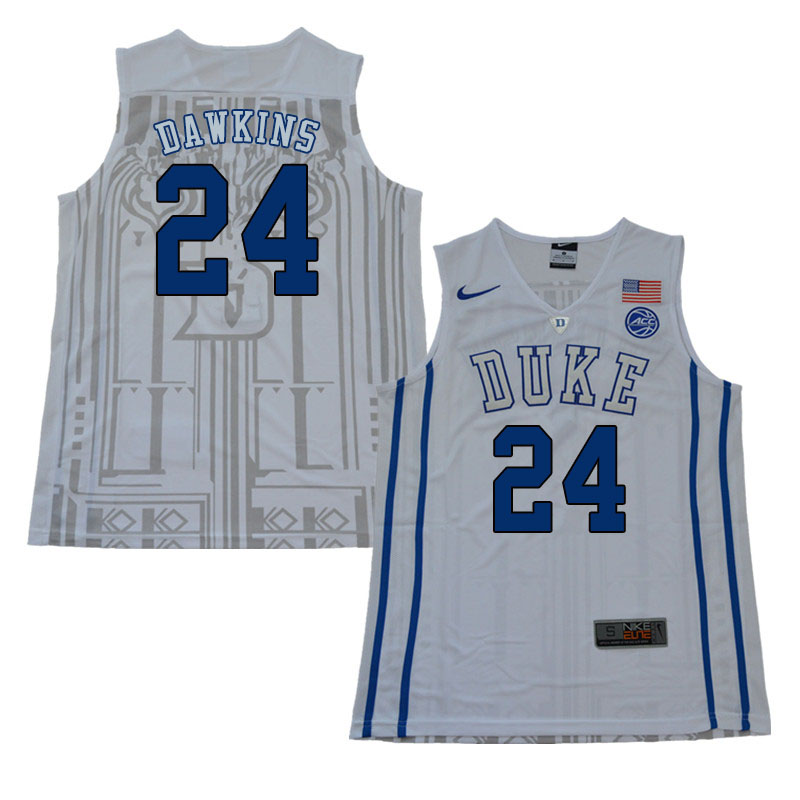 Duke Blue Devils #24 Johnny Dawkins College Basketball Jerseys Sale-White